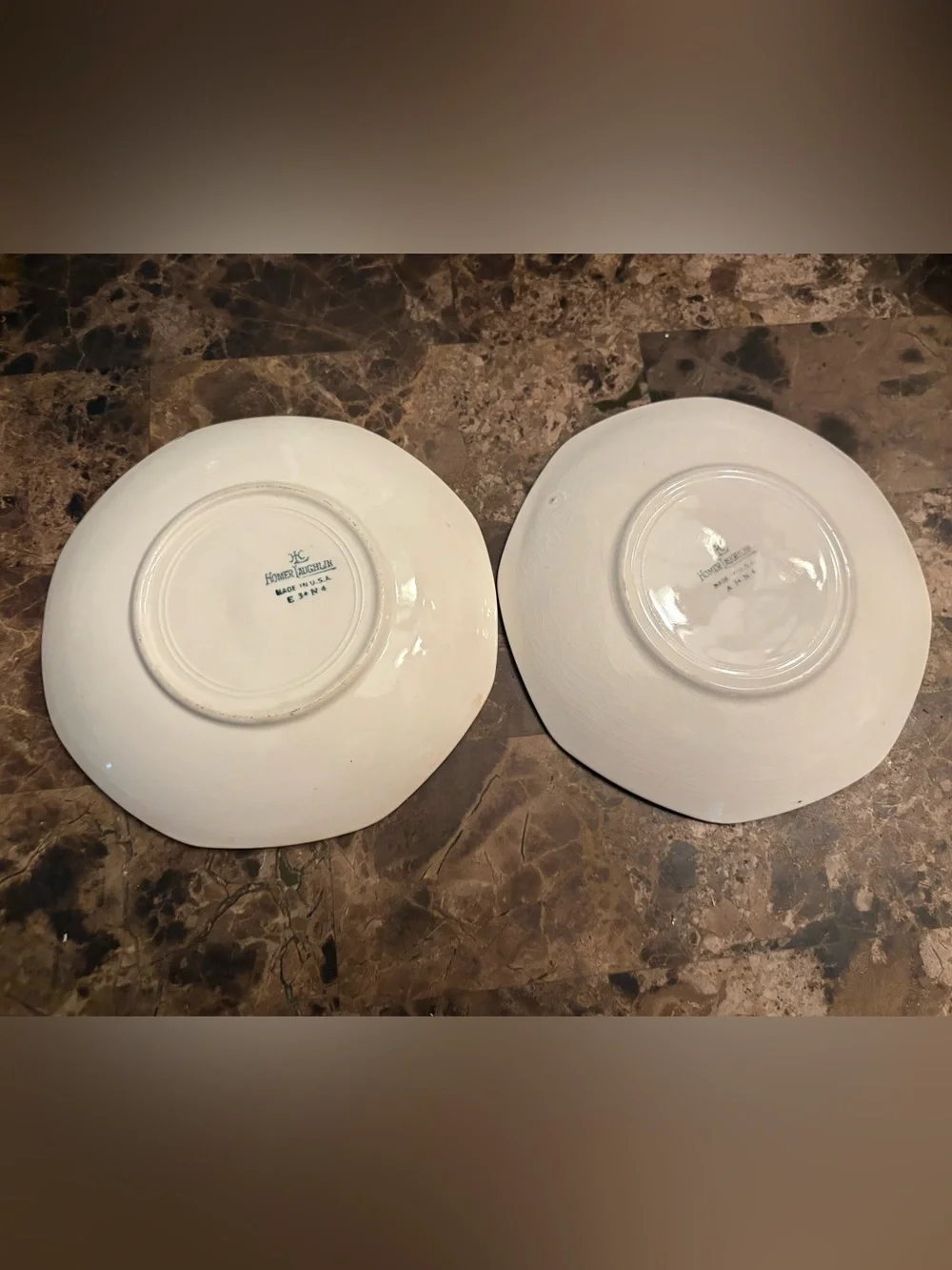 (2) 6 inch Homer Laughlin White Saucers - Vintage era 1920’s & 30’s